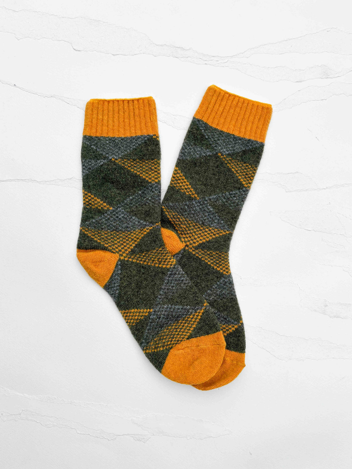 Vintage Argyle Wool Blend Cozy Socks