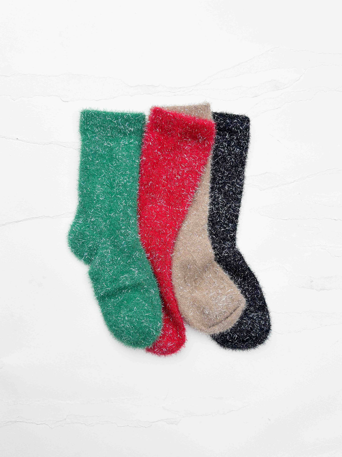 Holiday Sparkle Fuzzy Crew Socks