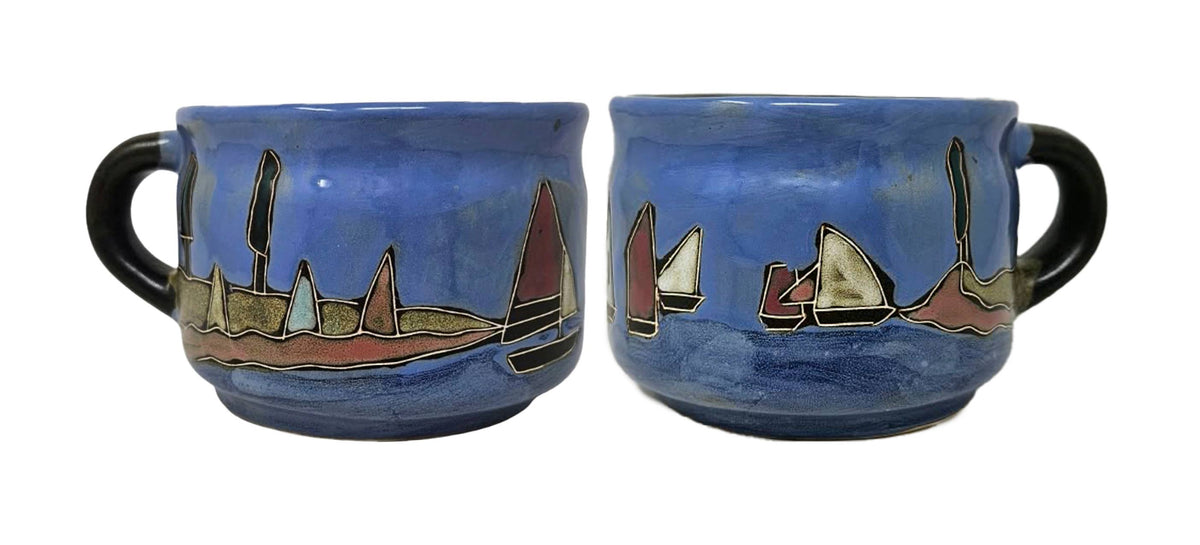 Mara Stoneware Sail Boats Mugs