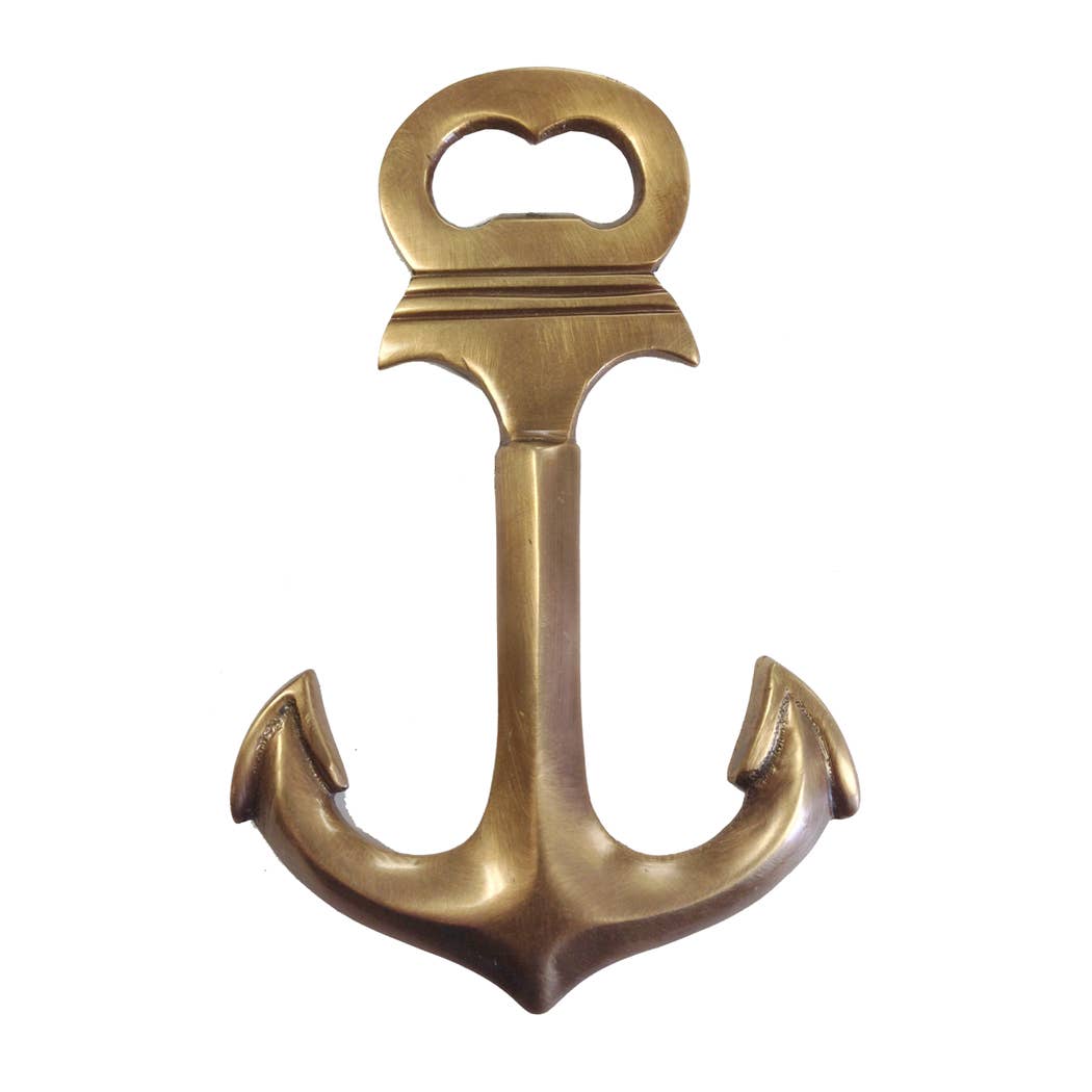 Antiqued Brass Anchor Bottle Opener | 6”| Barware | Kitchen