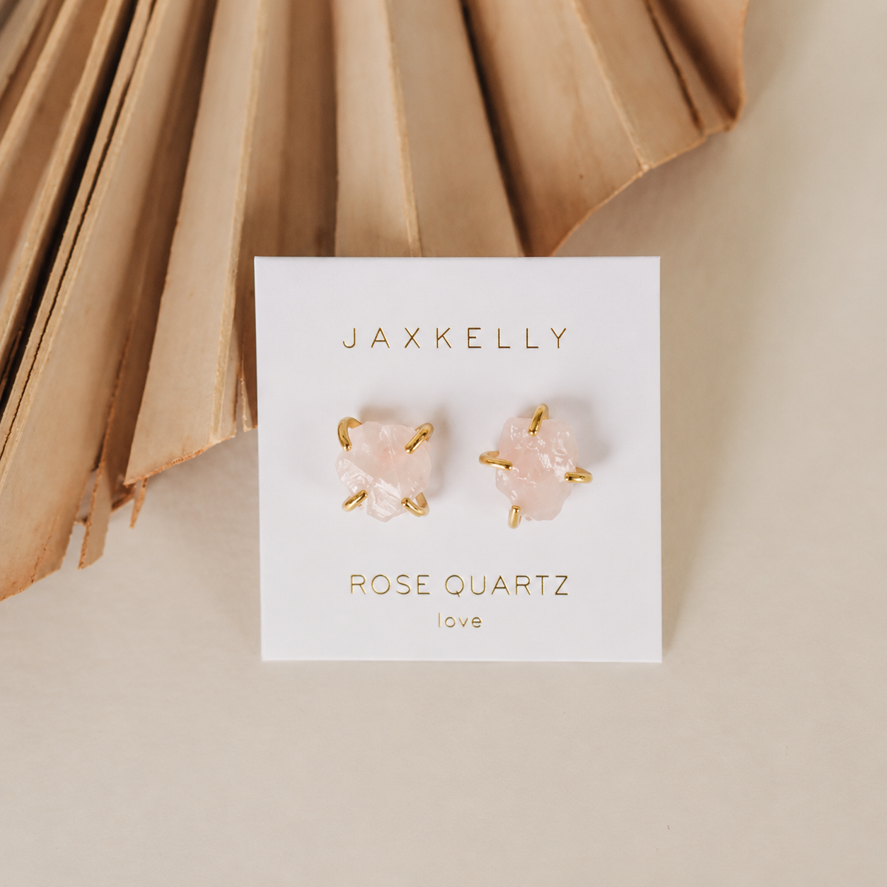 Gemstone Prong - Rose Quartz - Gold Earrings
