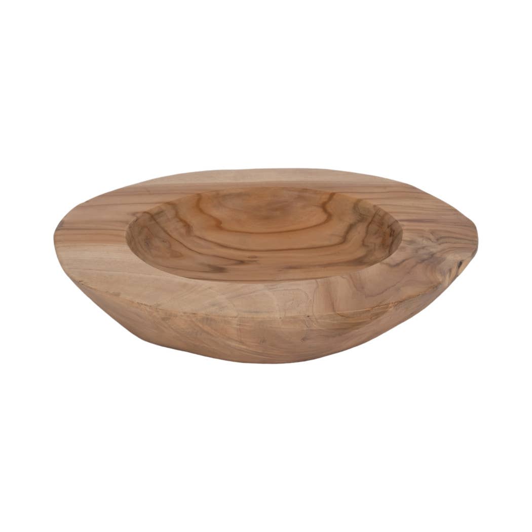 Decorative Bowl - Brown Teak Wood Round Organic, 16 in.