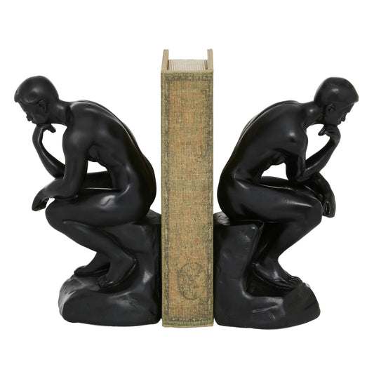Vintage Black Polystone Bookends Set