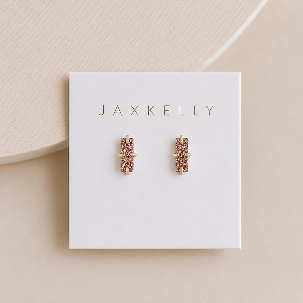 Druzy Bar - Rose Gold - Gold Earrings