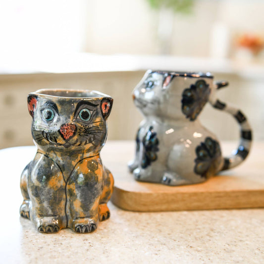 Hand-Painted Fair Trade Guatemalan Ceramic Cat Coffee Mug