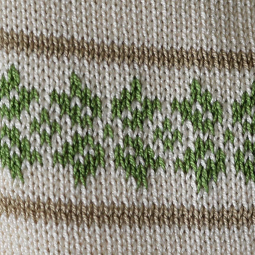 Ecru Patterned Stocking with Green Details