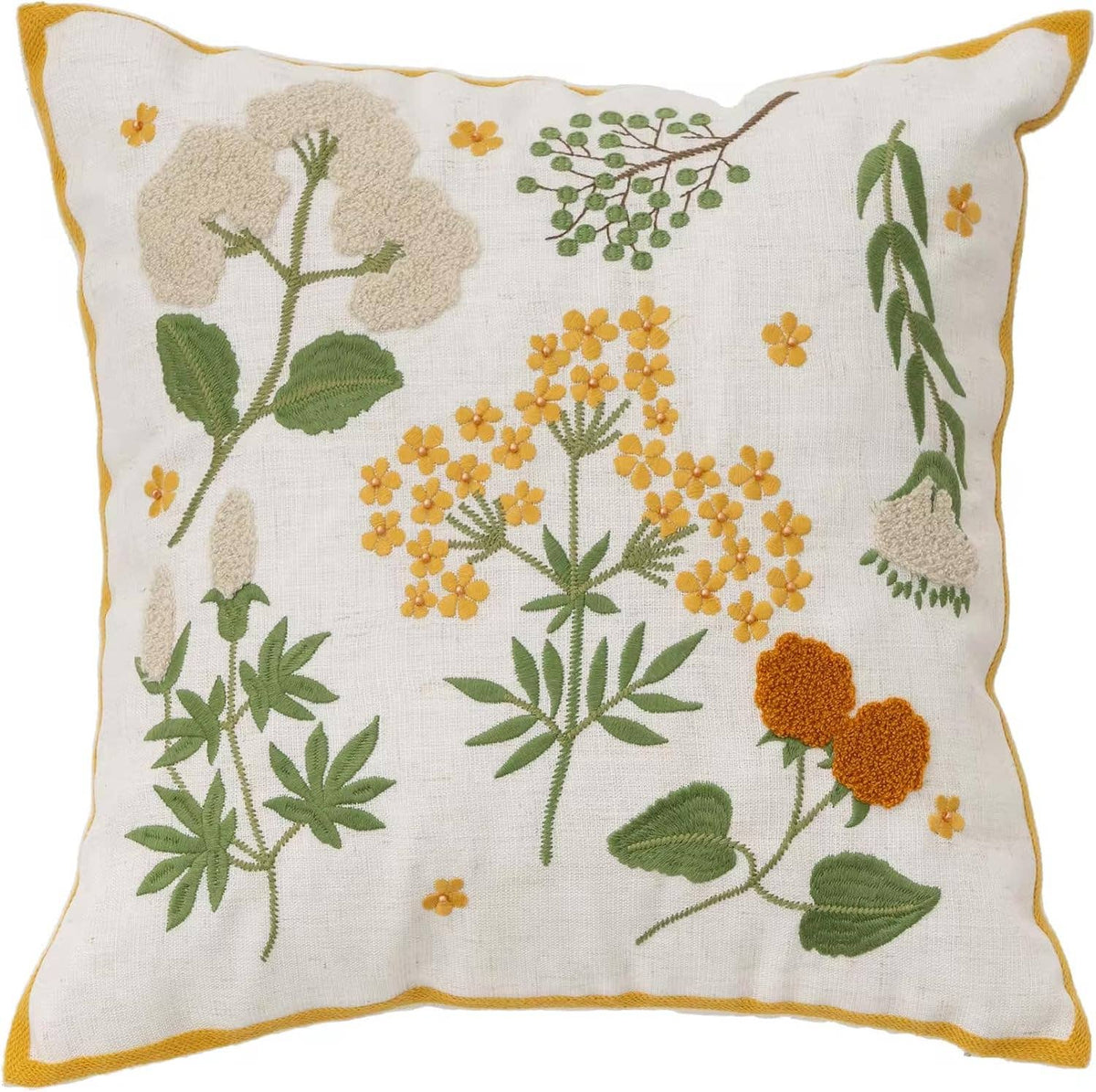 Flower Embroidery 18" Throw Pillow