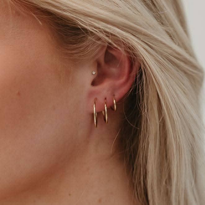 Endless Huggie Hoop Earrings, 14k Gold Fill & Silver