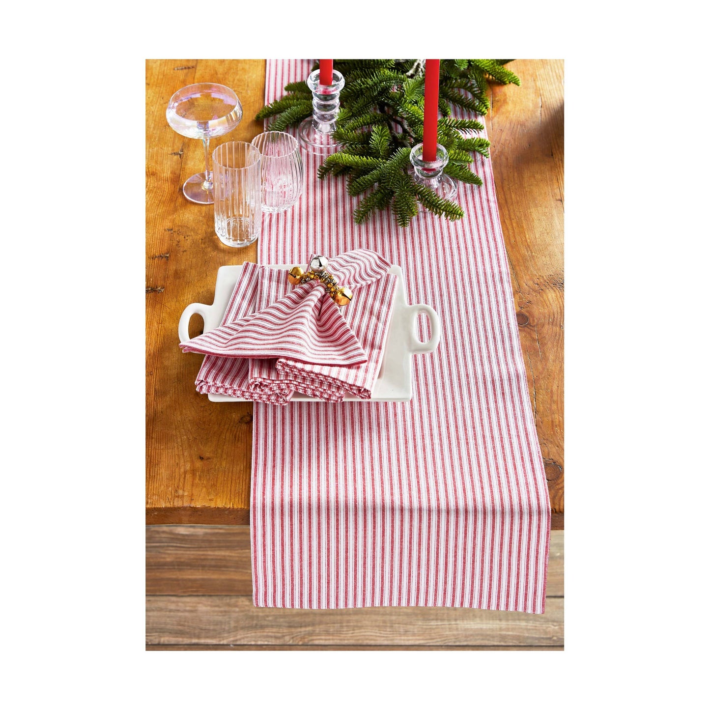 Red White Ticking Stripe Napkin Set of 4
