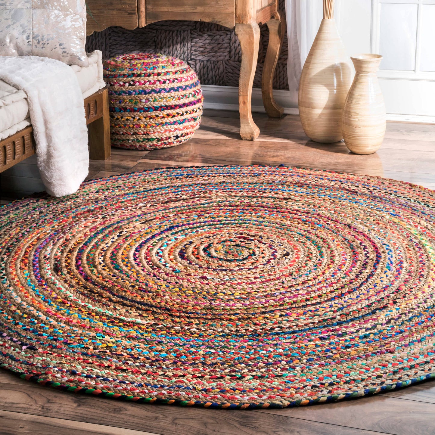 Aleen Braided Cotton/Jute Area Rug