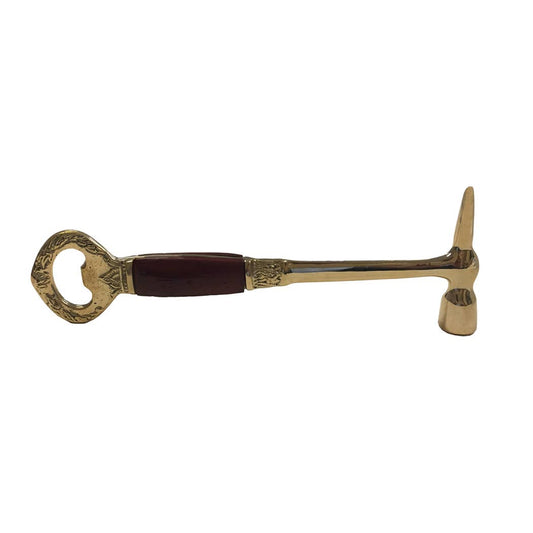 Brass Ice Hammer & Bottle Opener with Wood Handle | Barware