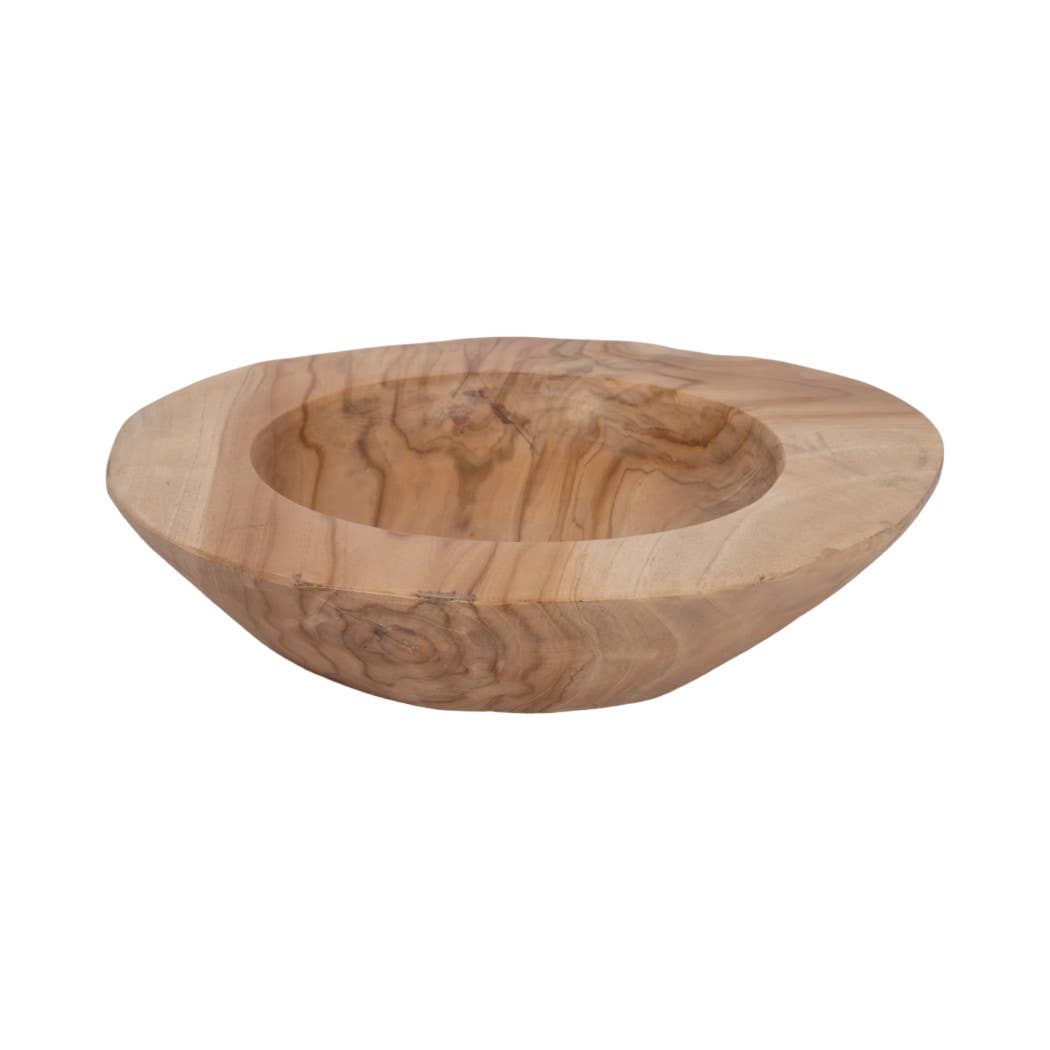 Decorative Bowl - Brown Teak Wood Round Organic, 16 in.