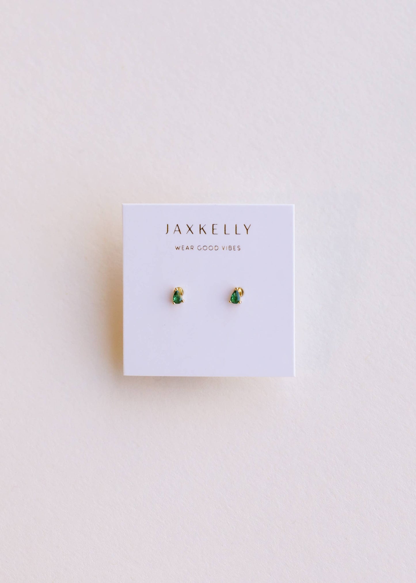 Teardrop - Emerald CZ - Gold Earrings