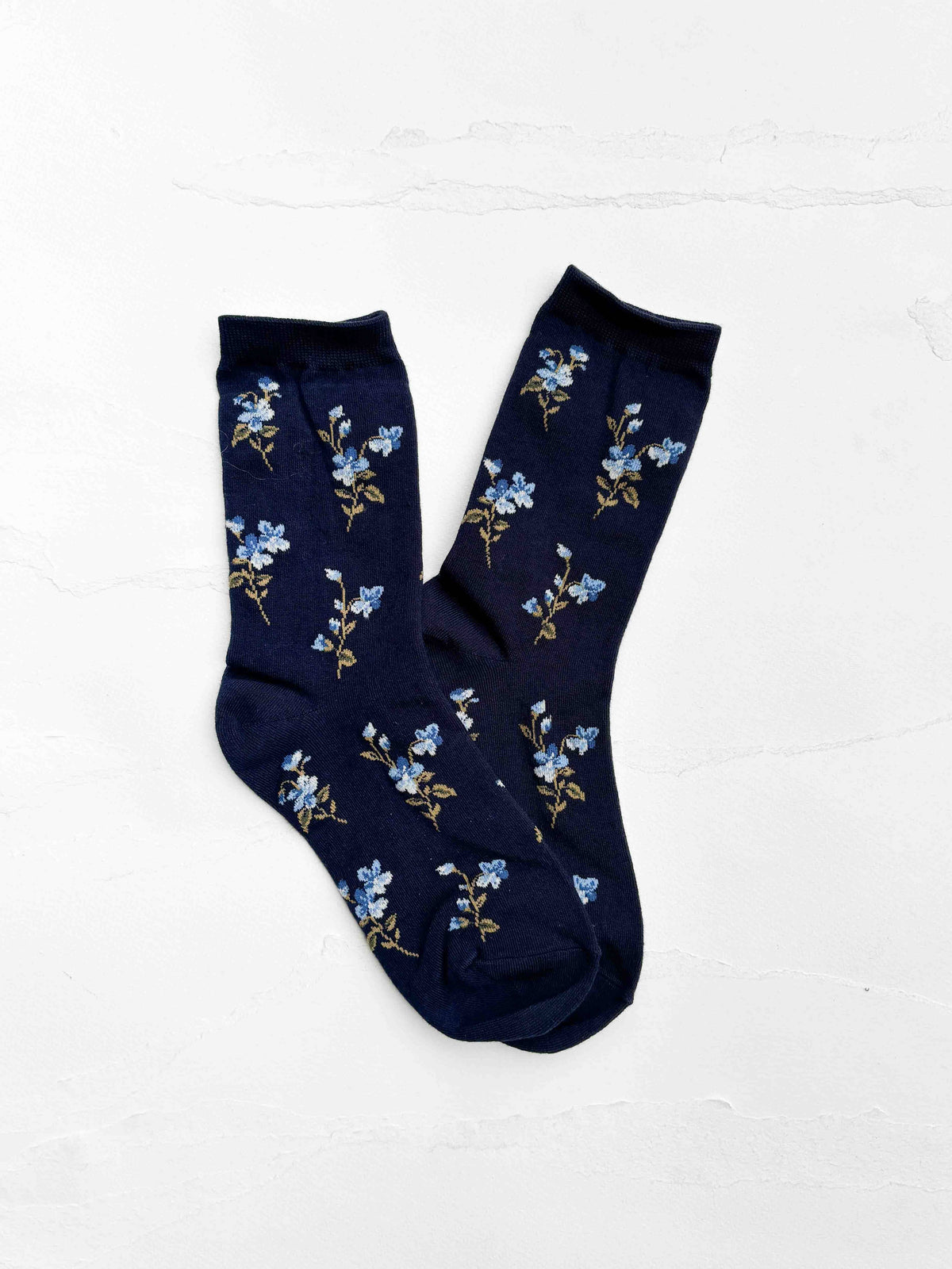 Vintage Floral Cotton Blend Crew Socks
