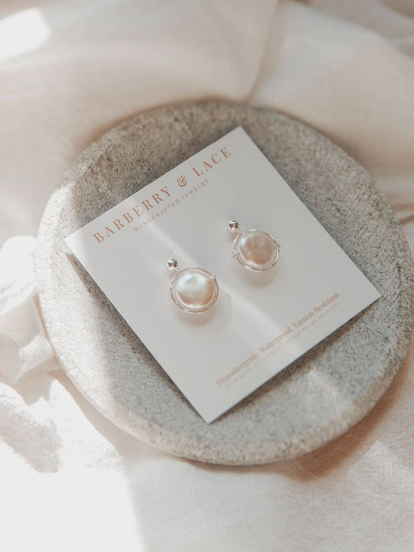 Freshwater Pearl Halo Earrings, 14k Gold Fill & Silver