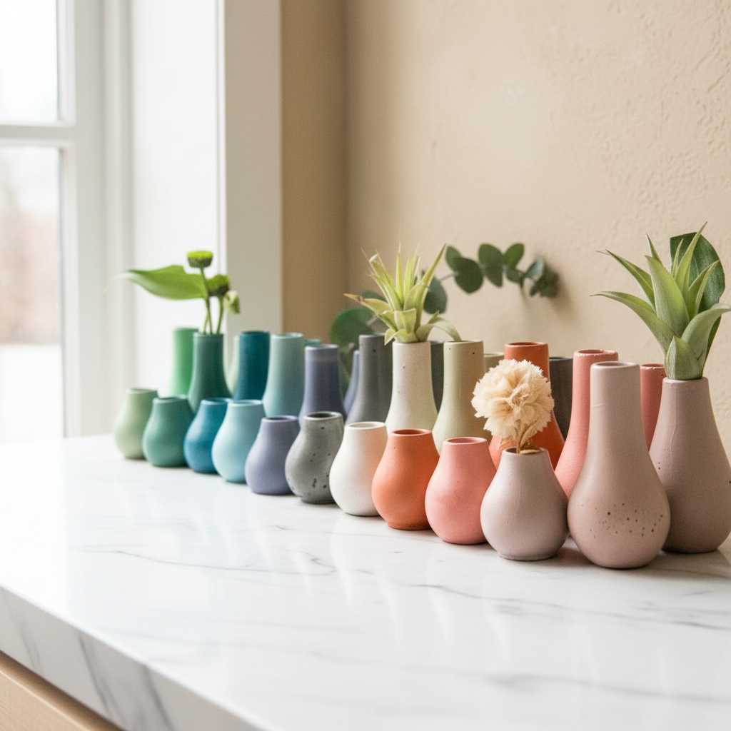 Miniature Concrete Bud Vases | Small Flower Vases