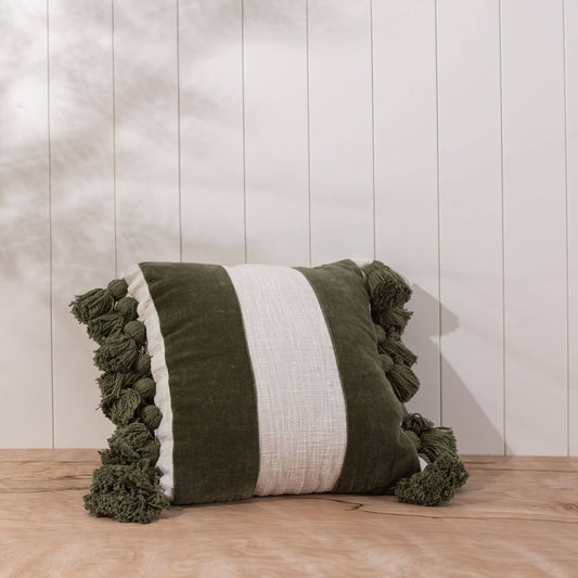 18x18 Hand Woven Charlene Pillow Green