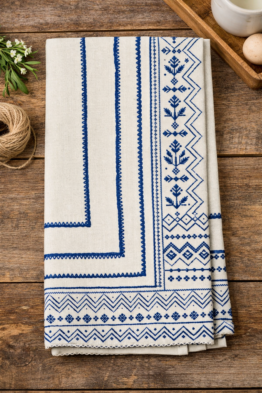 Indigo Hand Block Print 20" Cotton Napkin