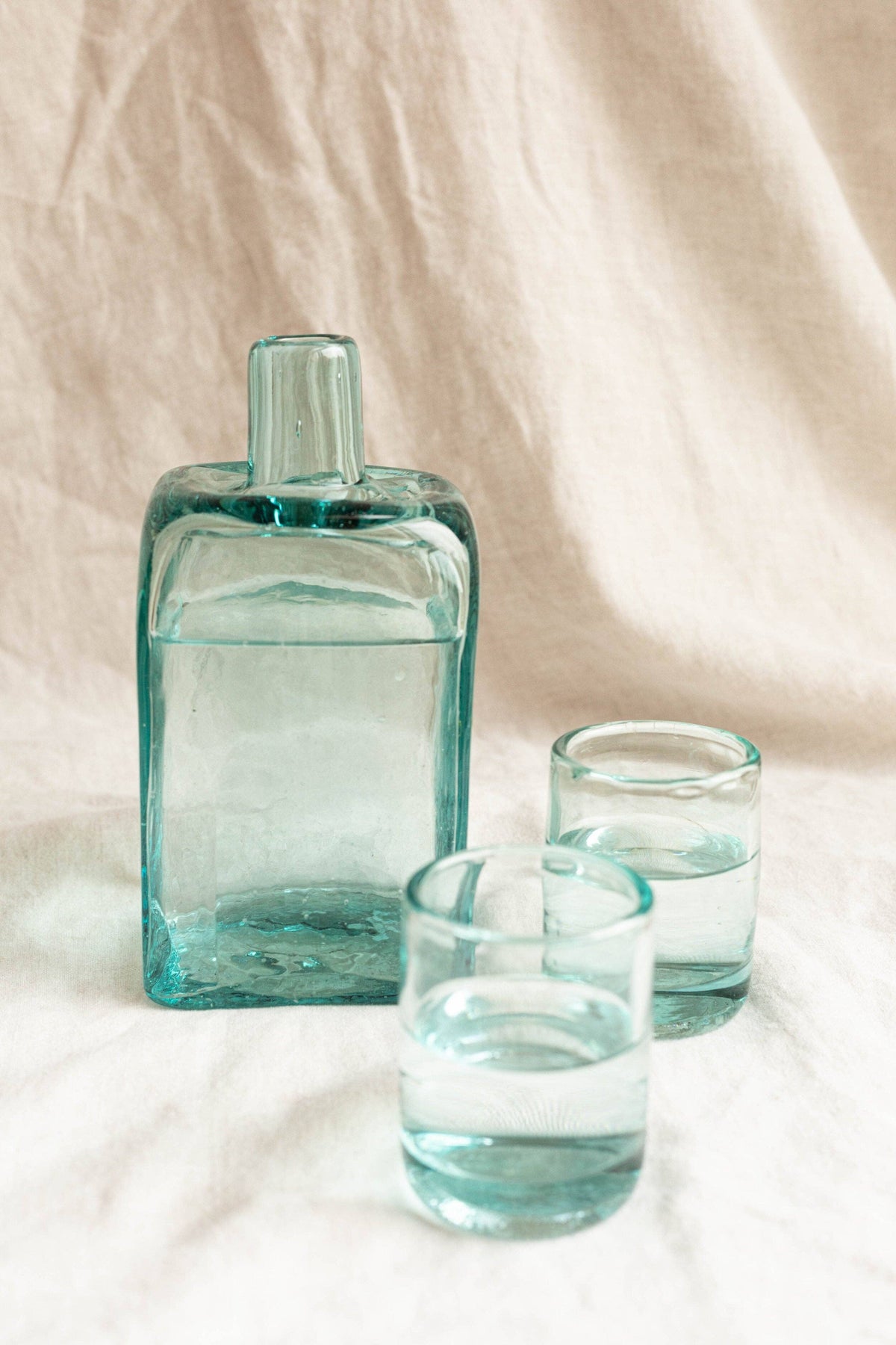 Bedside Carafe Set - Handblown, Recycled Glass