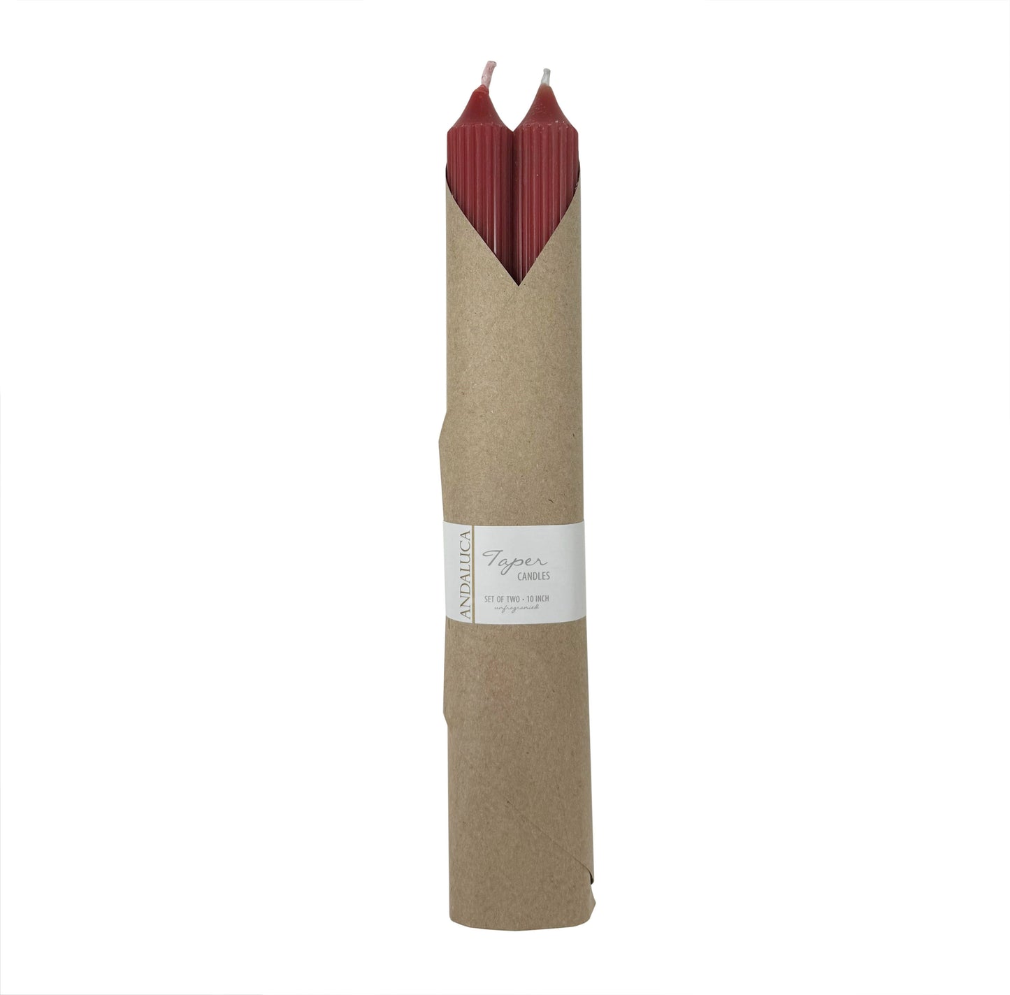 Red Ridged Taper Candles (Set of 2)