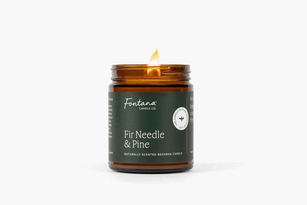 Fir & Pine Essential Oil Beeswax Jar Candle: Non-Toxic
