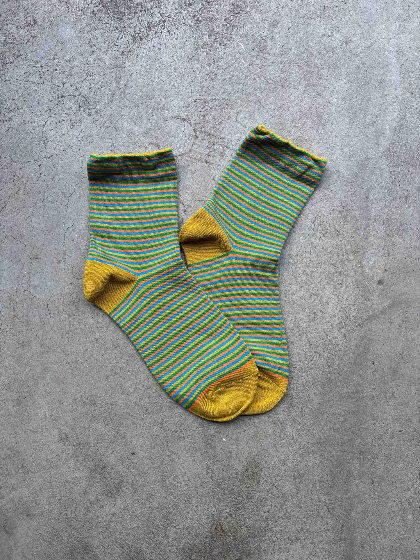 Vintage Micro Stripe Cotton Crew Socks