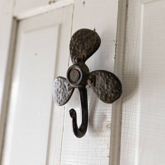 Rustic Cast Iron Propeller Wall Decor Hook Aged Bronze