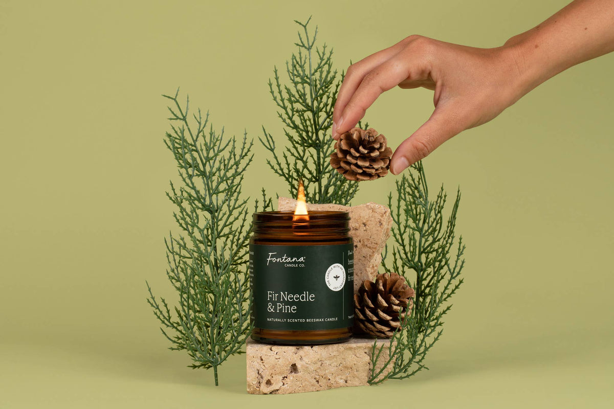 Fir & Pine Essential Oil Beeswax Jar Candle: Non-Toxic