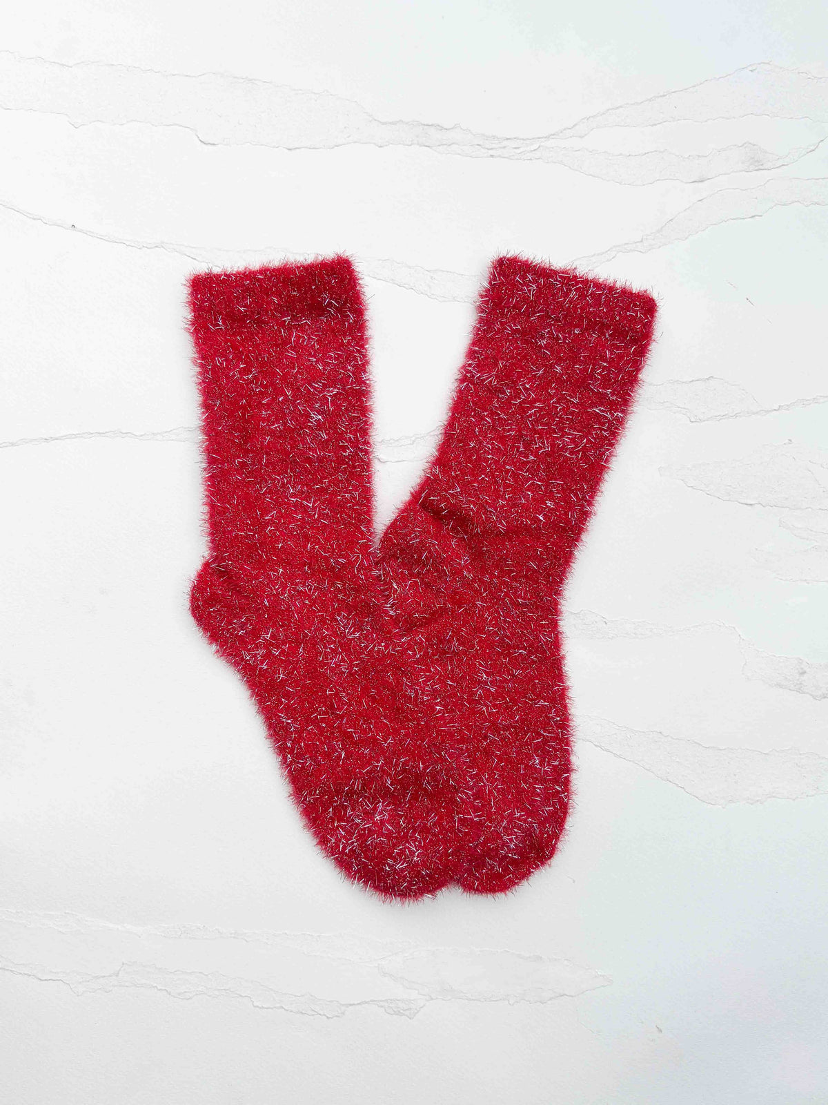 Holiday Sparkle Fuzzy Crew Socks