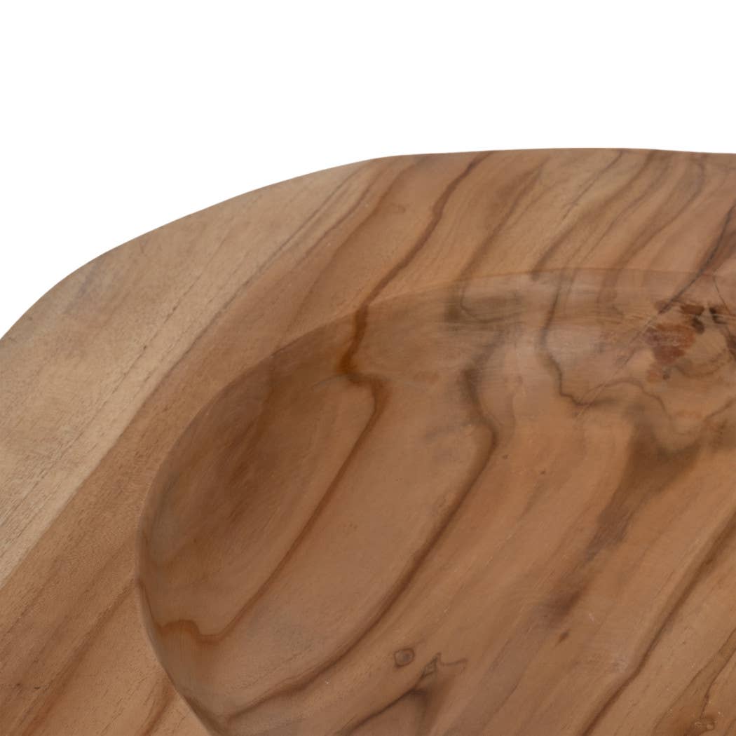 Decorative Bowl - Brown Teak Wood Round Organic, 16 in.