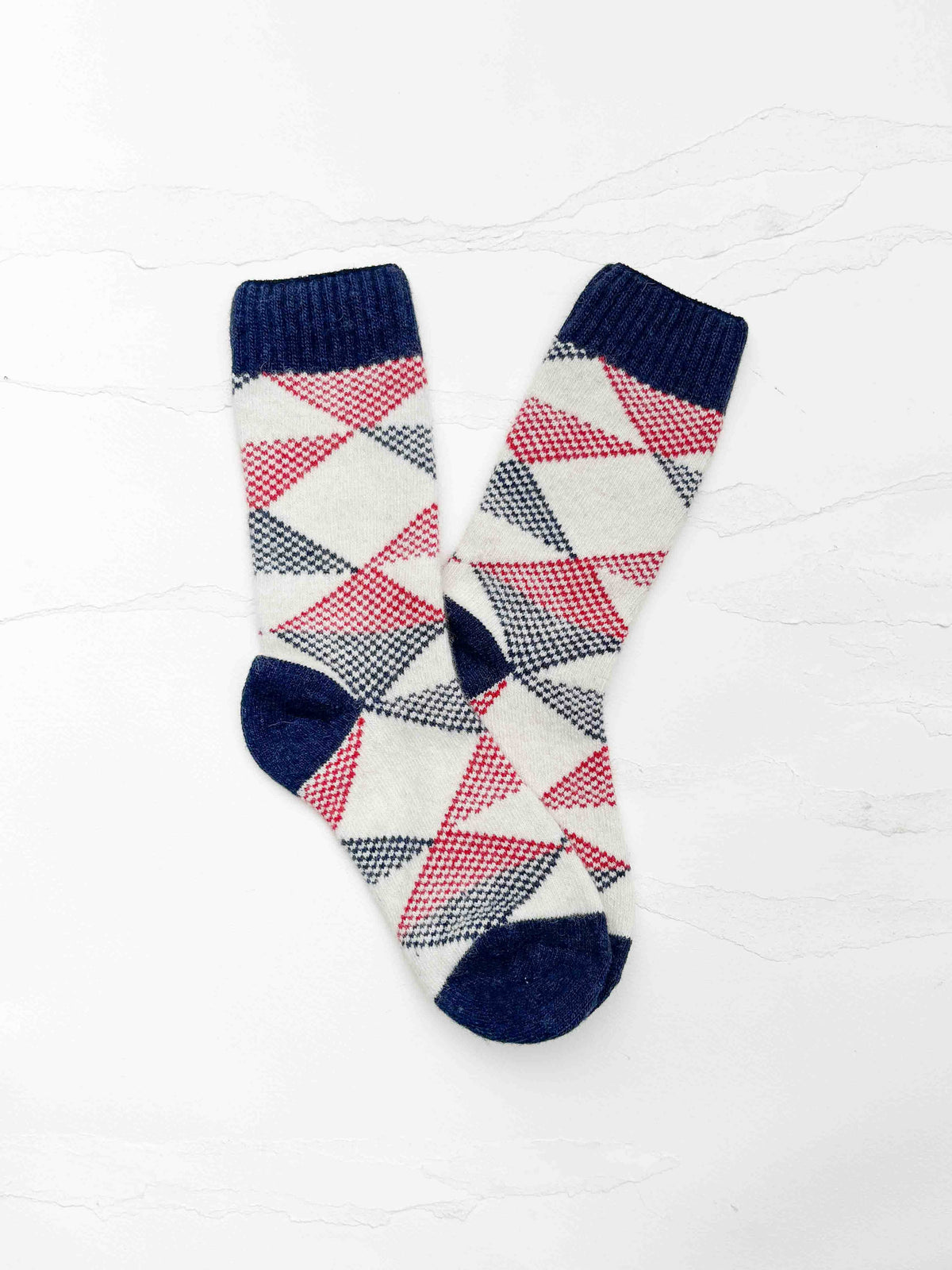 Vintage Argyle Wool Blend Cozy Socks