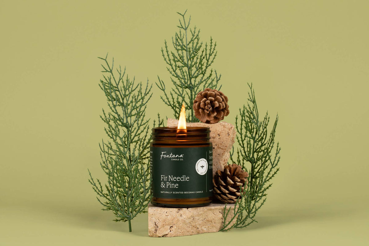 Fir & Pine Essential Oil Beeswax Jar Candle: Non-Toxic
