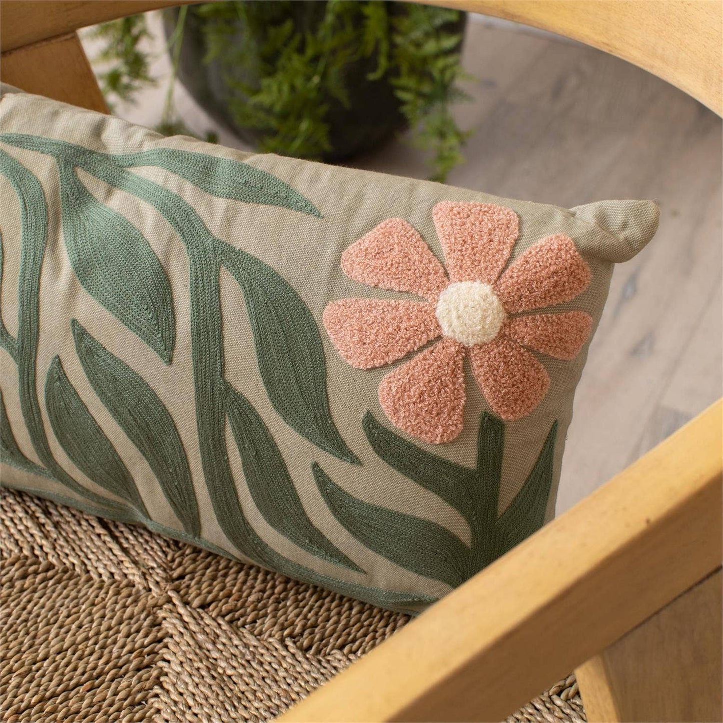 Modern Impressions Embroidered Lumbar Pillow