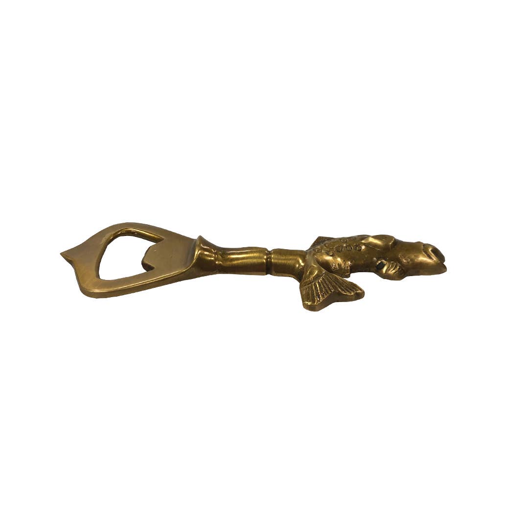 Antiqued Solid Brass Vintage Fish Bottle Opener | Barware