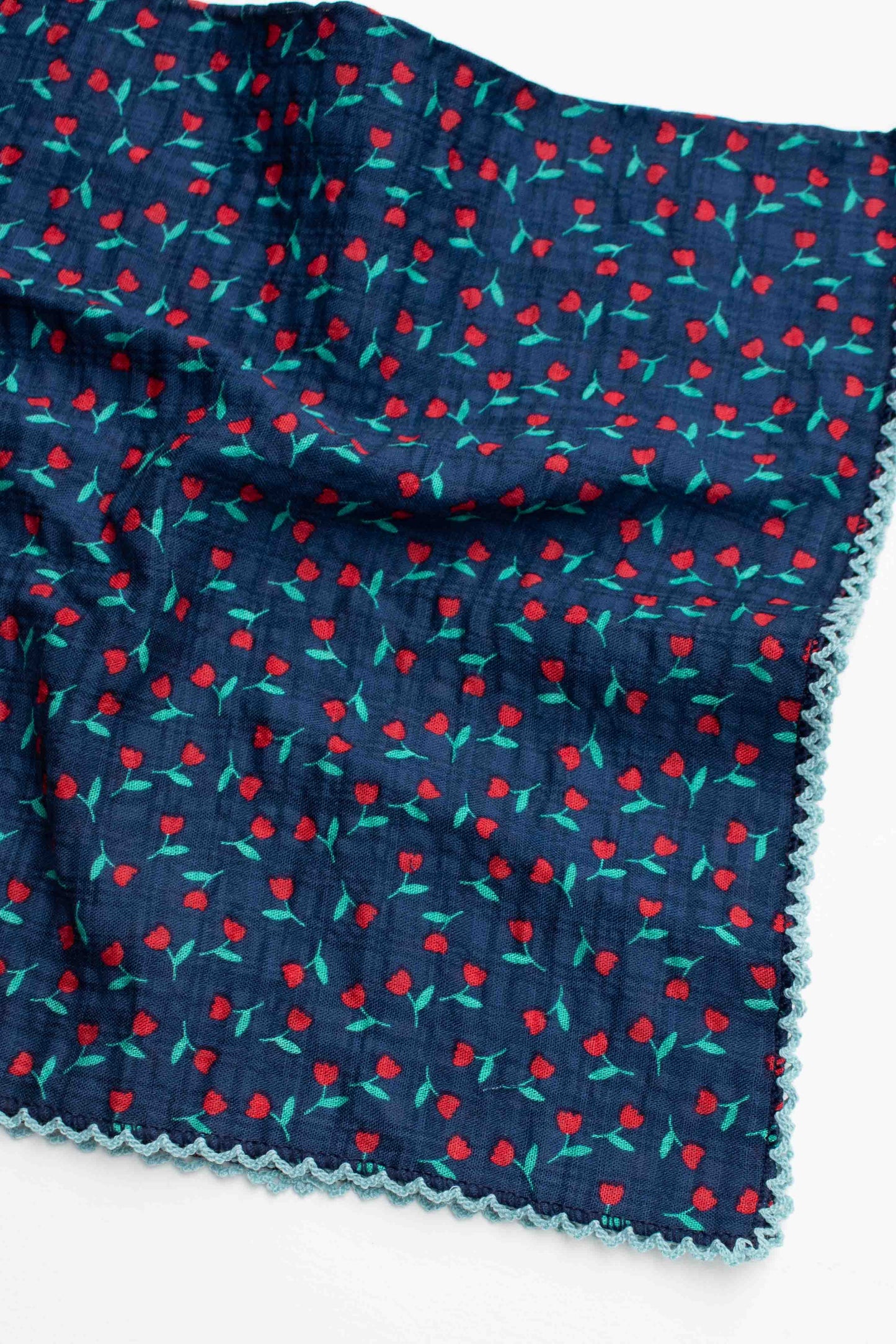 Vintage Mini Floral Cotton Blend Scarf