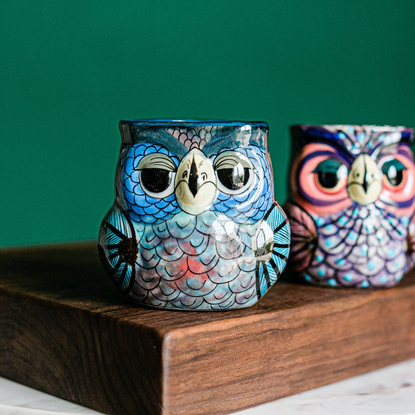 Hand Painted Fair Trade Guatemalan Ceramic Owl Coffee Mug