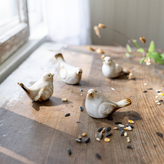 Garden Ceramic Bird Accents White