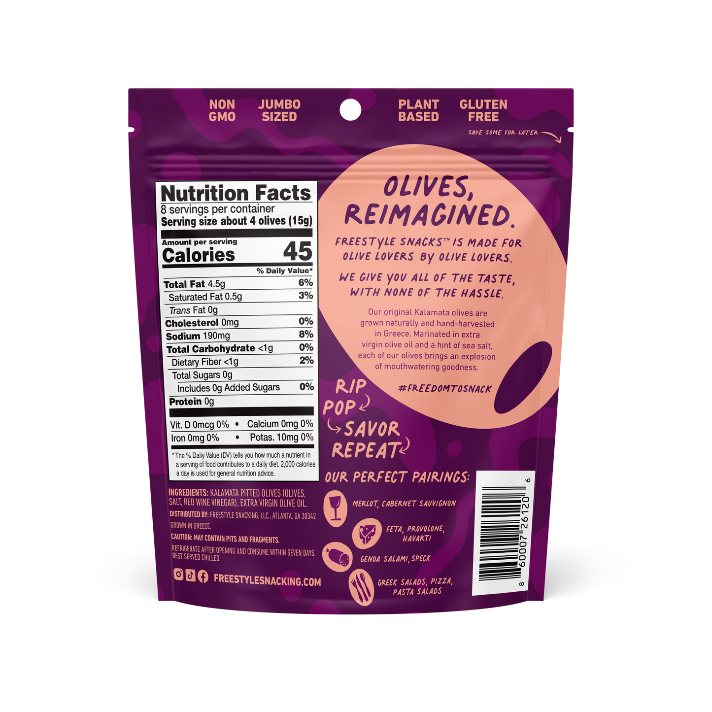 Kalamata Olives Extra Virgin Olive Oil 4oz Freestyle Snacks