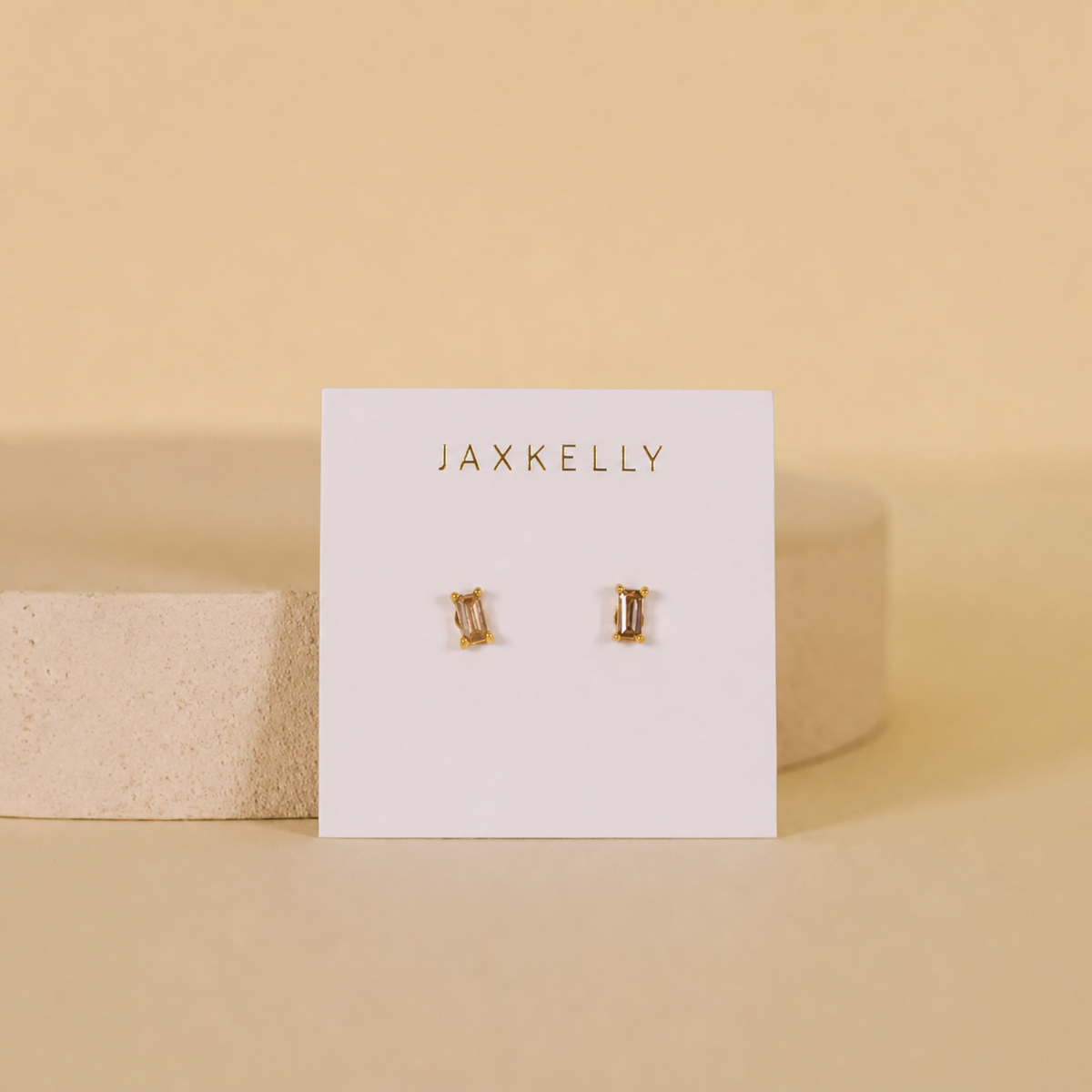 Baguette - Coffee - Gold Earrings