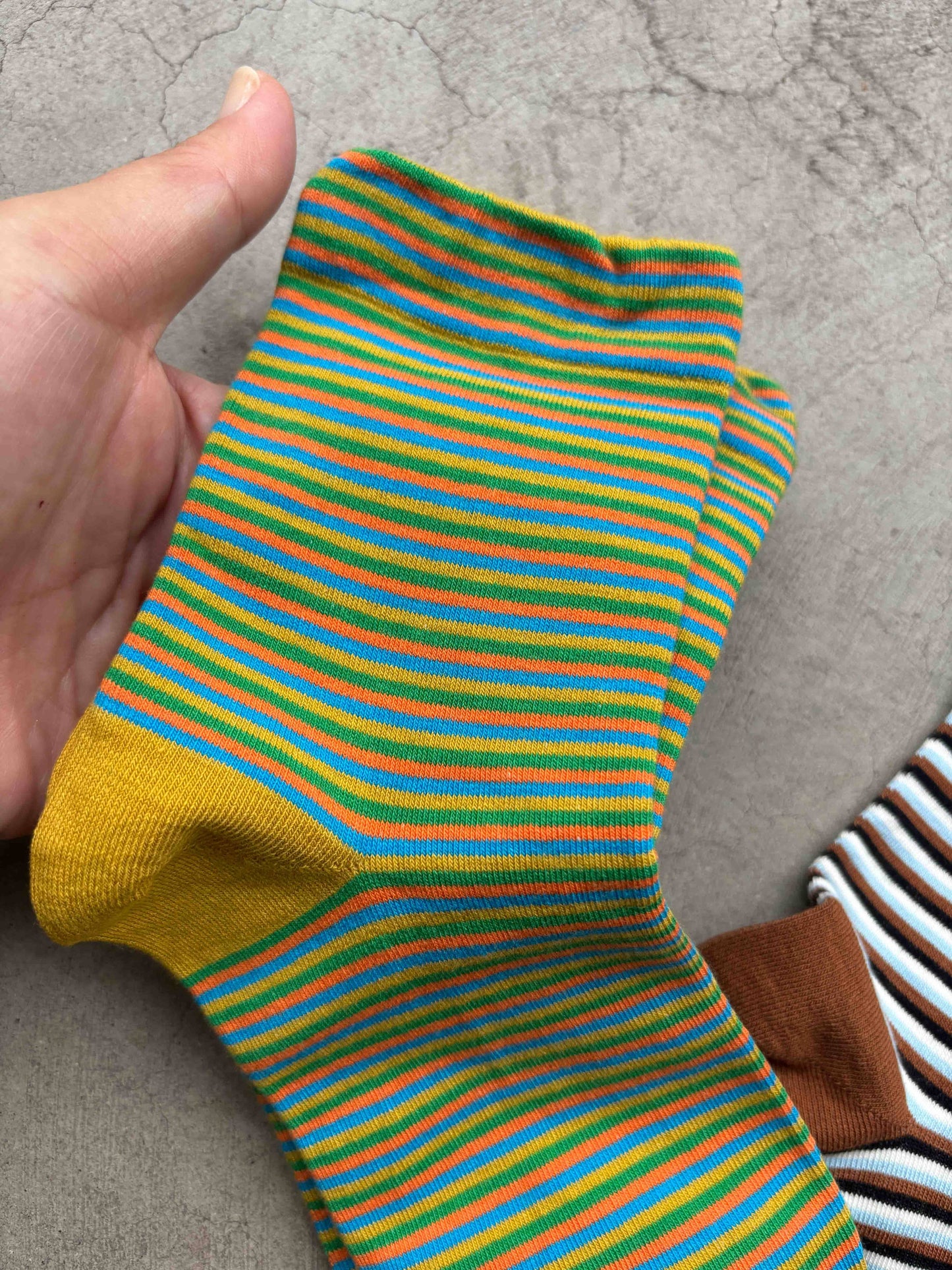 Vintage Micro Stripe Cotton Crew Socks