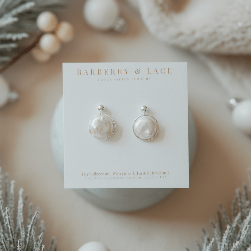 Freshwater Pearl Halo Earrings, 14k Gold Fill & Silver