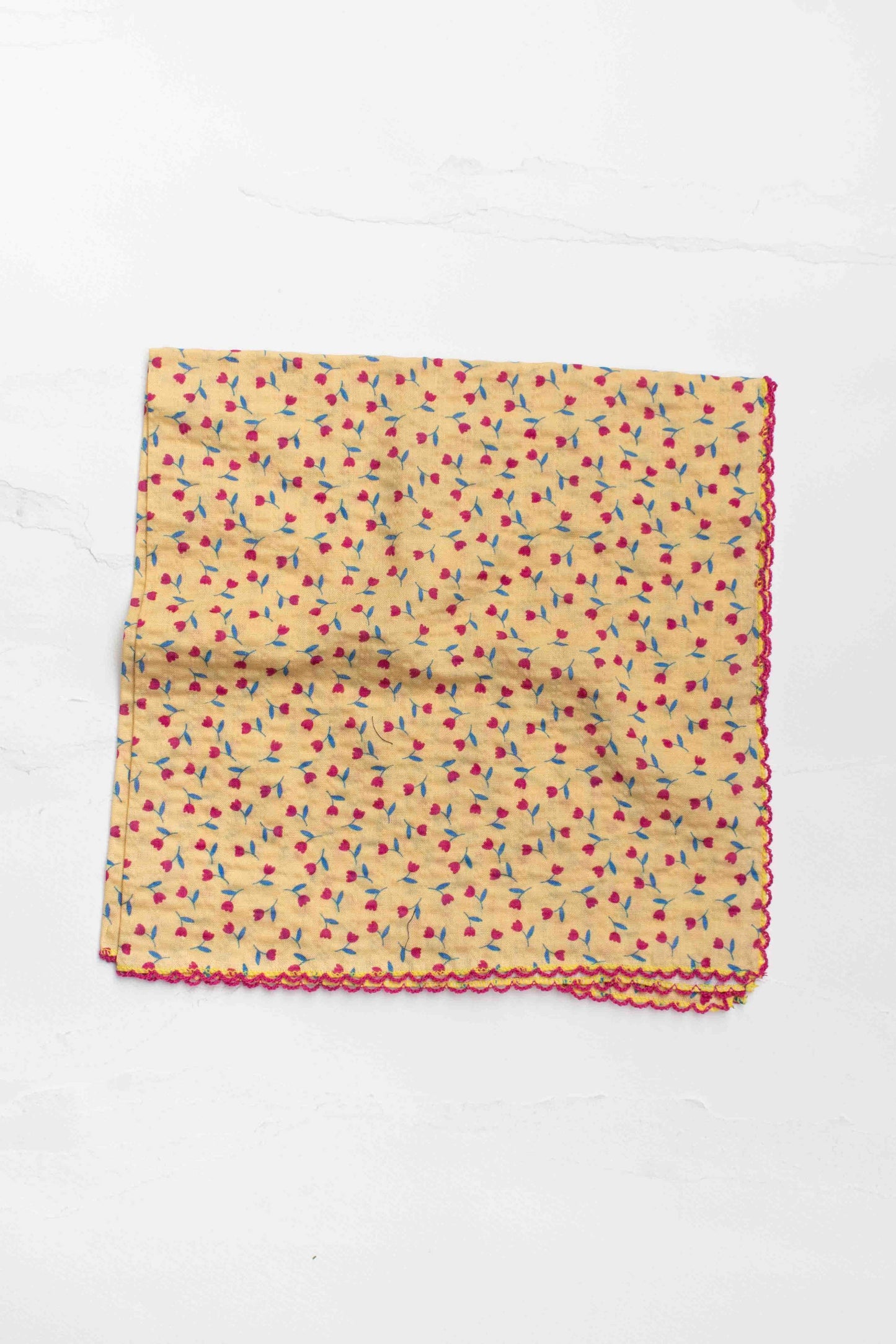 Vintage Mini Floral Cotton Blend Scarf