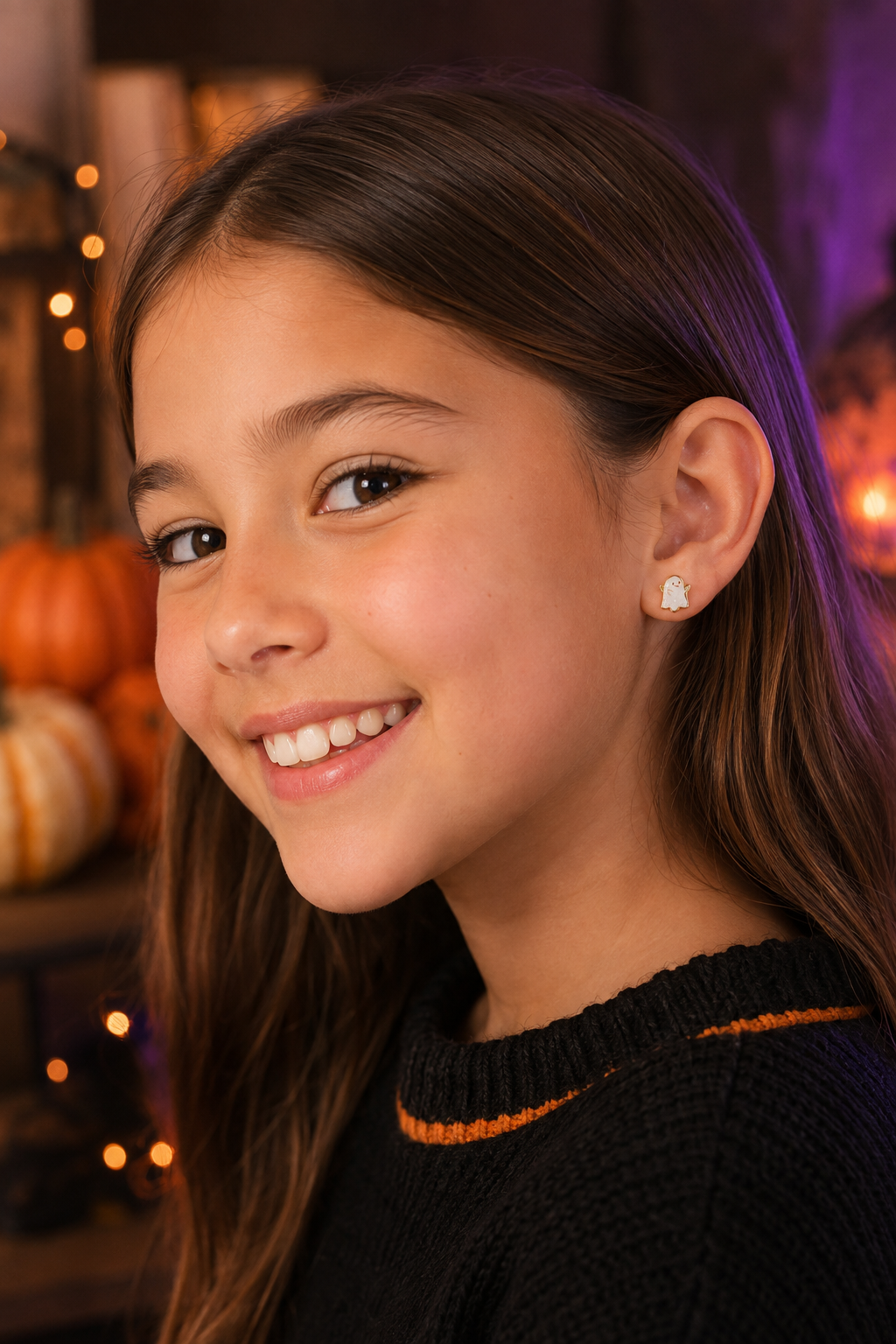 Ghost Enamel Flat Back Kids Earrings