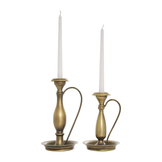 Traditional Bronze Metal Candle Holder Set