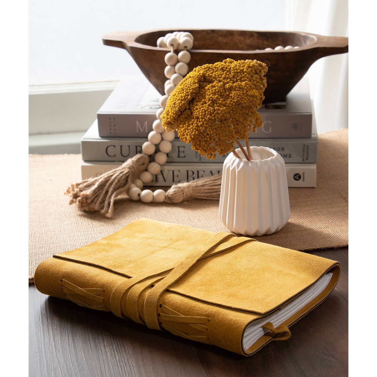 Dijon Yellow Suede Journal w/ Organic Cotton Paper: Large