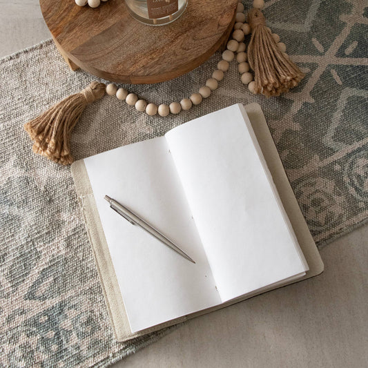 Parchment Color Suede Journal W/ Cotton Paper:  Small