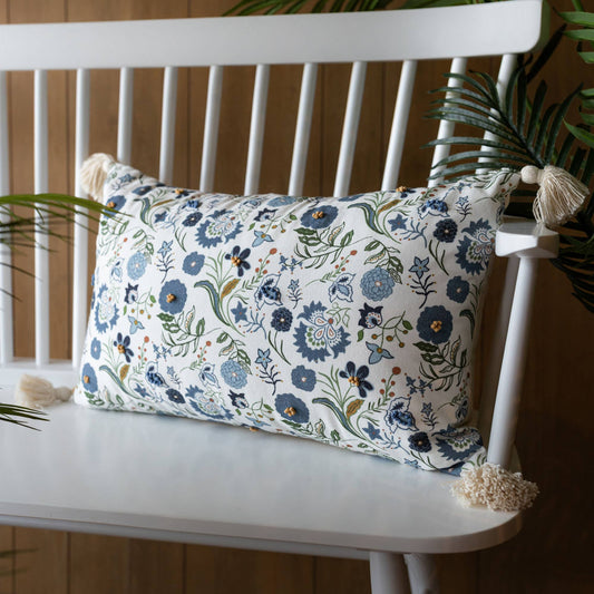 14x22 Marguerite Floral Suzani Pillow Blue