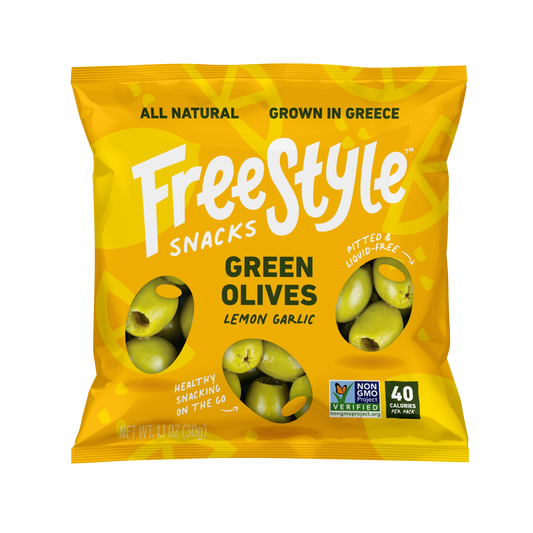 Lemon Garlic Green Olives 1.1oz - Freestyle Snacks