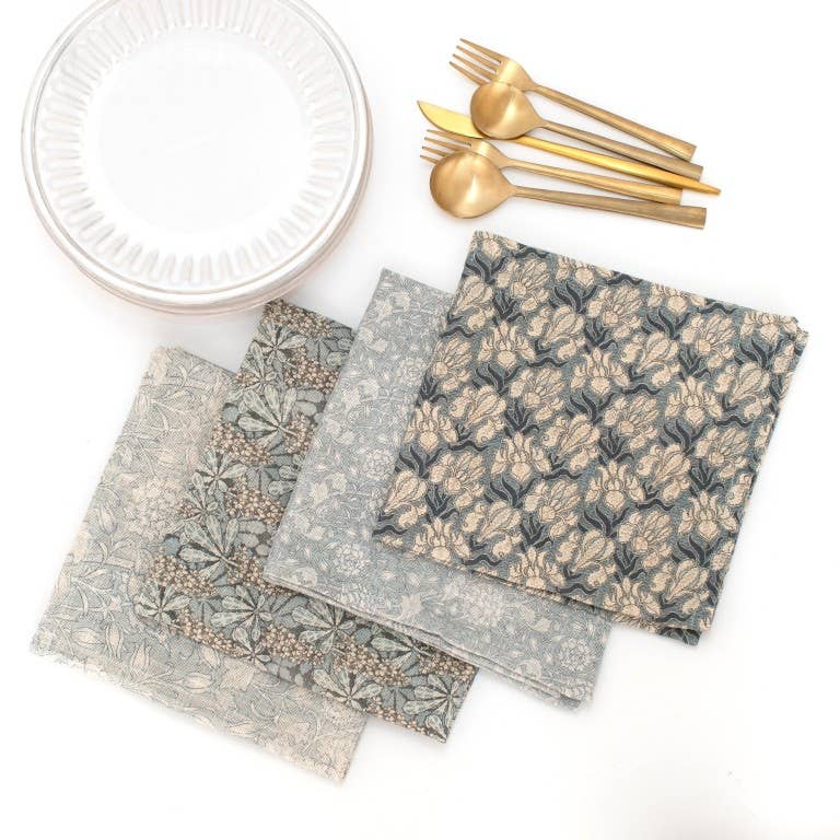 Windward Blue Block Print Napkins - Set of 4