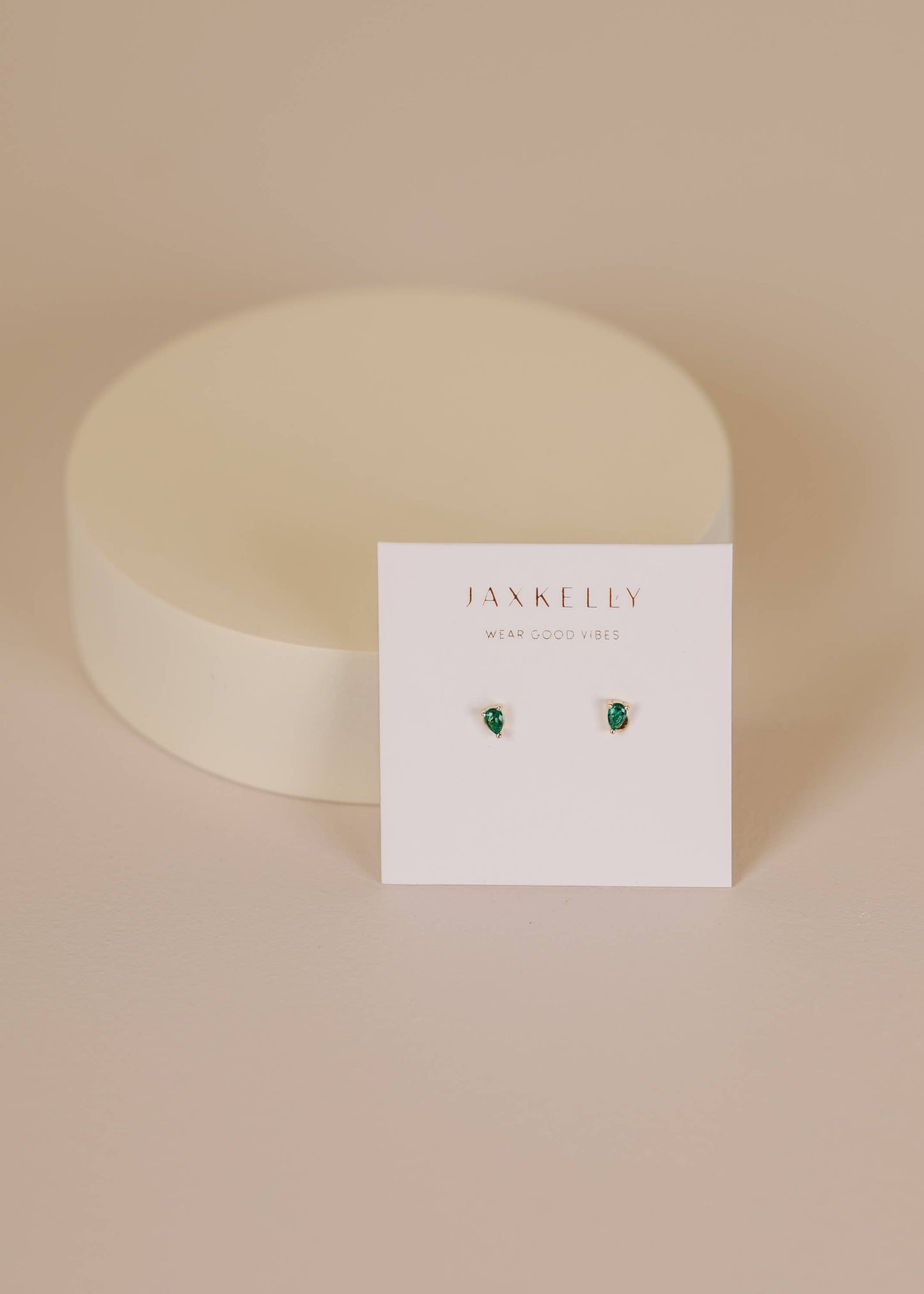 Teardrop - Emerald CZ - Gold Earrings